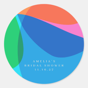 Colourful Abstract Geometric Custom Bridal Shower Classic Round Sticker