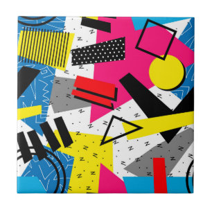 Colourful Abstract Geometric Eighties Pattern Tile