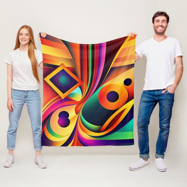 Colourful Abstract Geometric Fleece Blanket (In Situ)