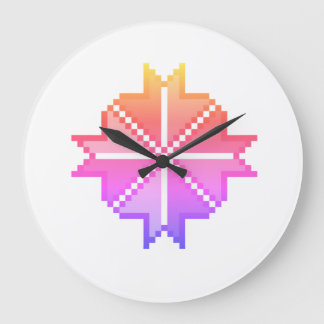 Colourful Abstract Geometric Flower Two-Tone Canva Large Clock