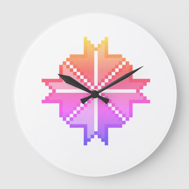 Colourful Abstract Geometric Flower Two-Tone Canva Large Clock (Front)