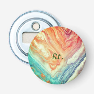 Colourful abstract geometric marble add name lette bottle opener