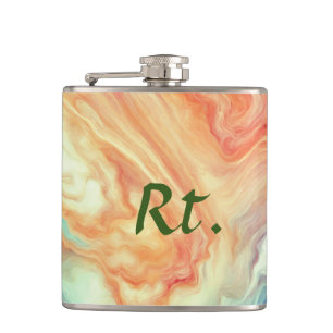 Colourful abstract geometric marble add name lette hip flask