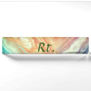 Colourful abstract geometric marble add name lette nameplate
