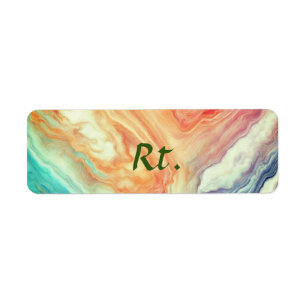 Colourful abstract geometric marble add name lette return address label