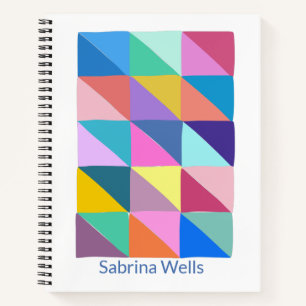 Colourful Abstract Geometric Patchwork Personalise Notebook