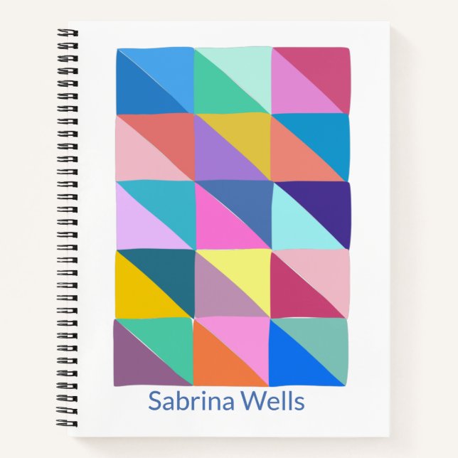 Colourful Abstract Geometric Patchwork Personalise Notebook (Front)