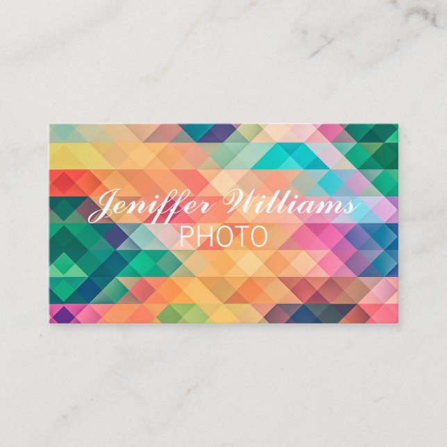 Colourful Abstract Geometric Pattern   Business Card (Front)
