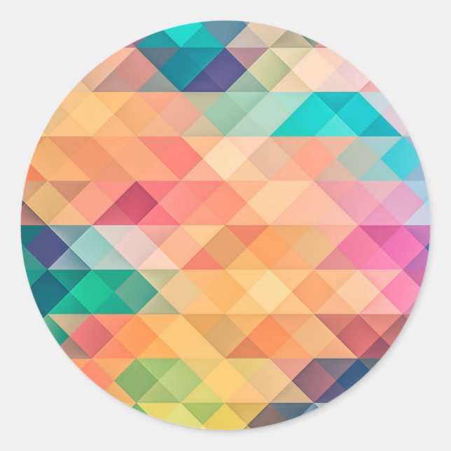 Colourful Abstract Geometric Pattern Classic Round Sticker (Front)