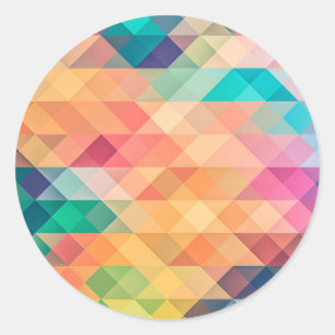 Colourful Abstract Geometric Pattern Classic Round Sticker