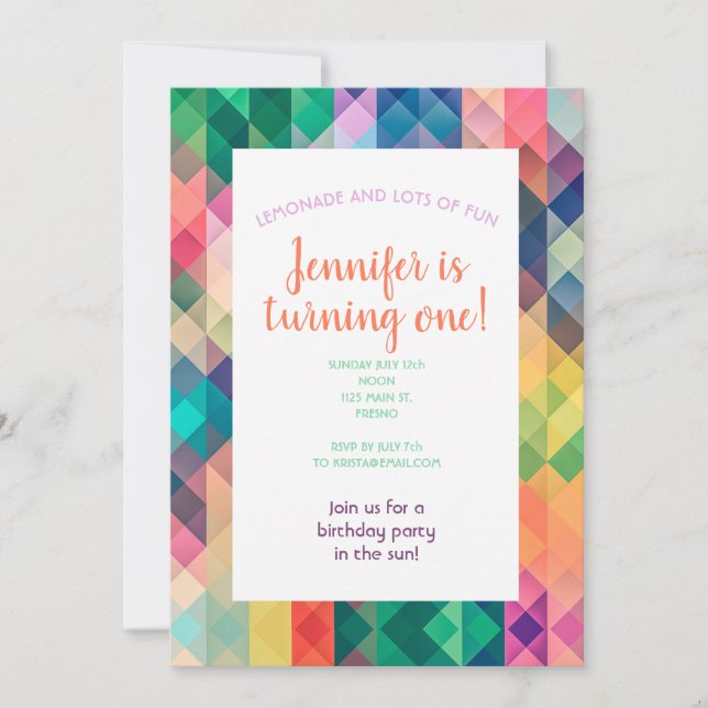 Colourful Abstract Geometric Pattern.              Invitation (Front)