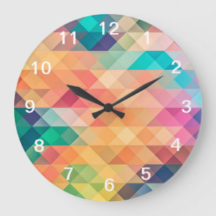 Colourful Abstract Geometric Pattern Large Clock