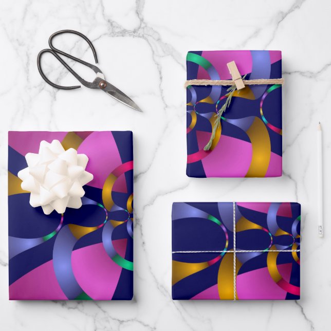 Colourful Abstract Geometric Pattern Wrapping Paper Sheet (Front)