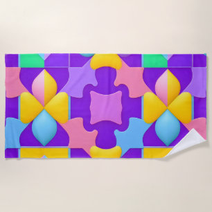 Colourful Abstract Geometric Patterns Beach Towel