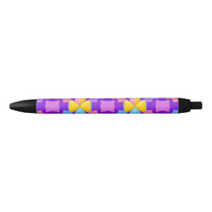 Colourful Abstract Geometric Patterns Black Ink Pen