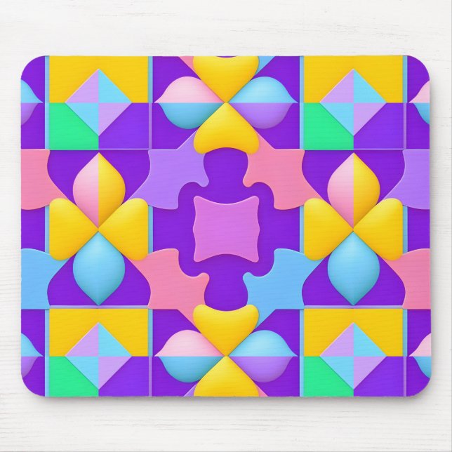 Colourful Abstract Geometric Patterns Mouse Pad (Front)