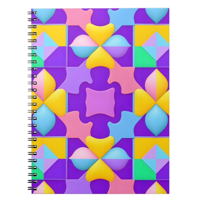 Colourful Abstract Geometric Patterns Notebook (Front)