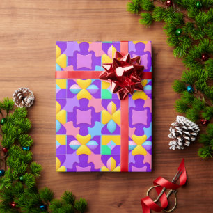 Colourful Abstract Geometric Patterns Wrapping Paper