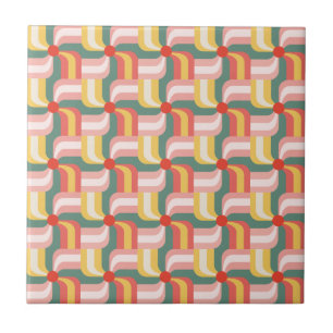 Colourful Abstract Geometric Pinwheels Ceramic Tile