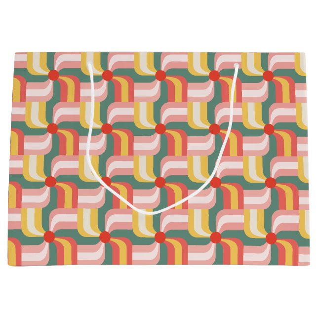 Colourful Abstract Geometric Pinwheels Large Gift Bag (Front)