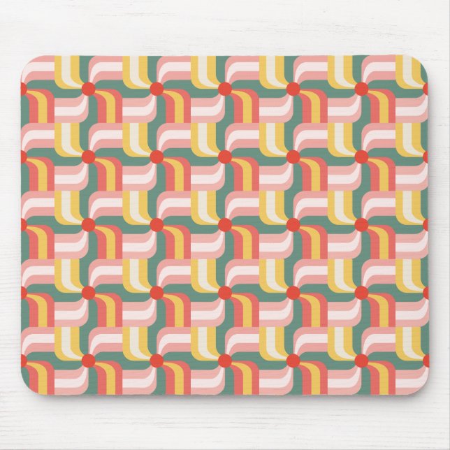 Colourful Abstract Geometric Pinwheels Mouse Pad (Front)