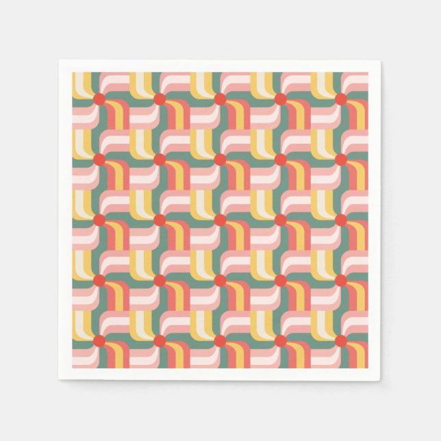 Colourful Abstract Geometric Pinwheels Napkin (Front)