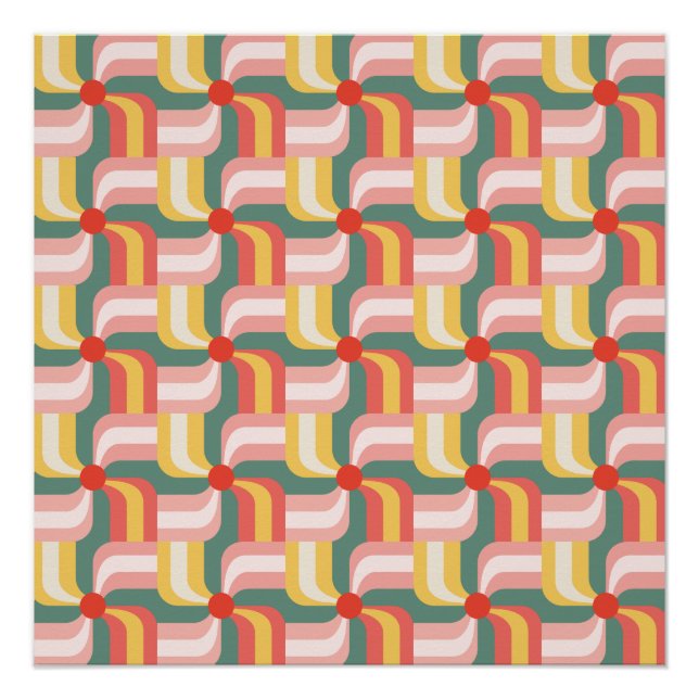 Colourful Abstract Geometric Pinwheels Poster (Front)