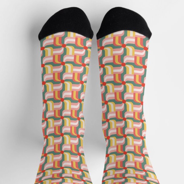 Colourful Abstract Geometric Pinwheels Socks (Top)
