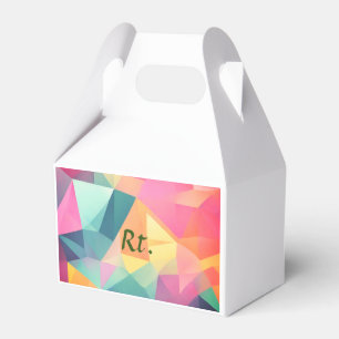 Colourful abstract geometric shapes add letter nam favour box