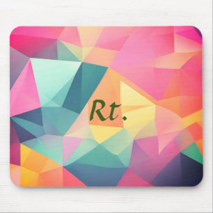 Colourful abstract geometric shapes add letter nam mouse pad