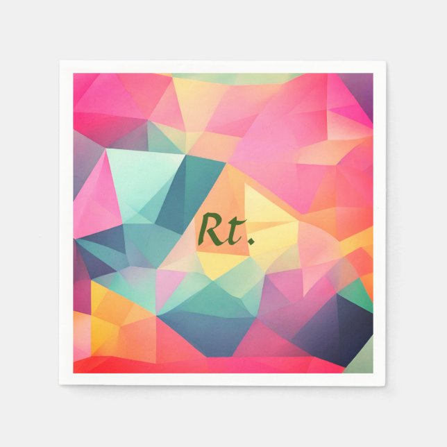 Colourful abstract geometric shapes add letter nam napkin (Front)