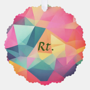 Colourful abstract geometric shapes add letter nam tree decoration card