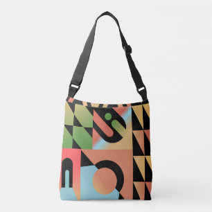Colourful Abstract Geometric Shapes Airbrush Crossbody Bag