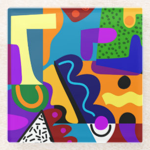 Colourful Abstract Geometric Shapes Background Glass Coaster