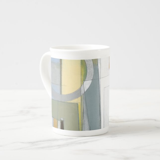 Colourful Abstract Geometric Shapes Bone China Mug (Front Left)