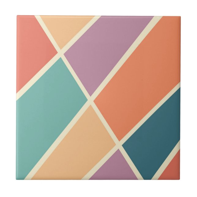 Colourful abstract geometric shapes design ceramic tile (Front)
