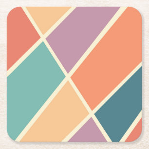 Colourful abstract geometric shapes design square paper coaster