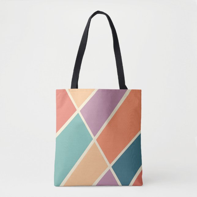Colourful abstract geometric shapes design tote bag (Front)