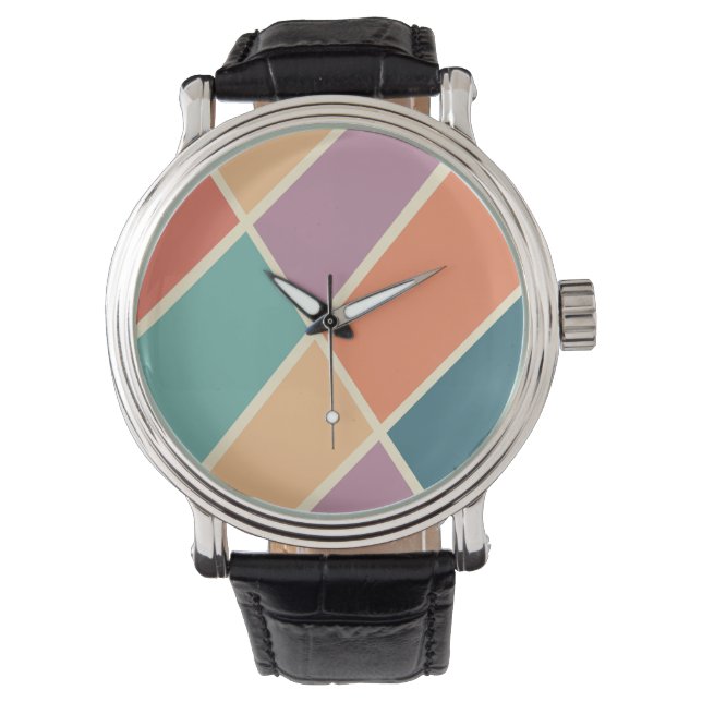Colourful abstract geometric shapes design watch (Front)
