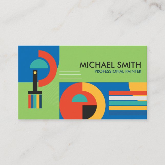 Colourful Abstract Geometric Shapes Painter Business Card (Front)