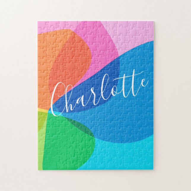 Colourful Abstract Geometric Shapes | Personalised Jigsaw Puzzle (Vertical)