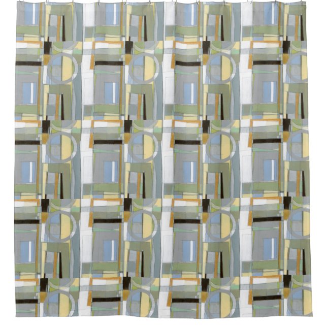 Colourful Abstract Geometric Shapes Shower Curtain (Front)