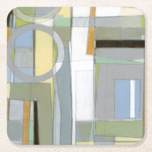 Colourful Abstract Geometric Shapes Square Paper Coaster