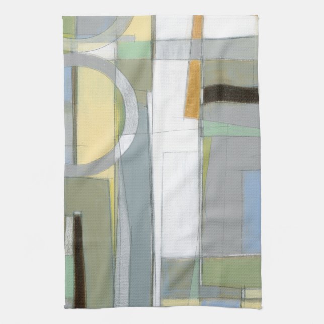 Colourful Abstract Geometric Shapes Tea Towel (Vertical)