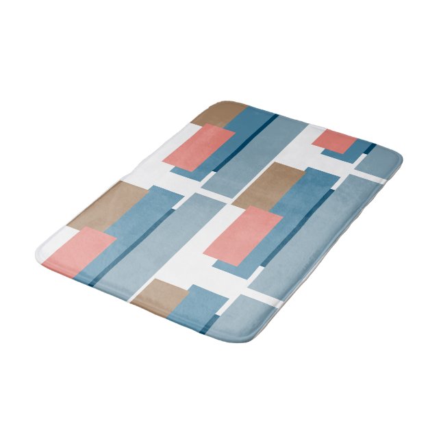 Colourful Abstract Geometric Stripes Art Pattern Bath Mat (Angled)