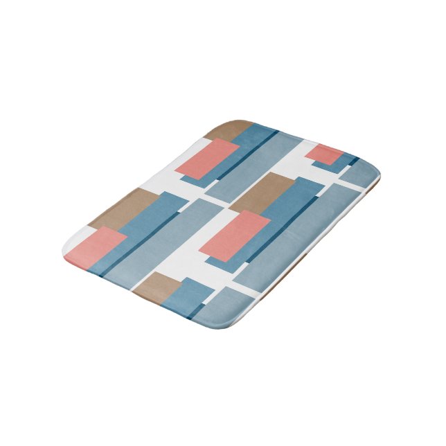 Colourful Abstract Geometric Stripes Art Pattern Bath Mat (Angled)