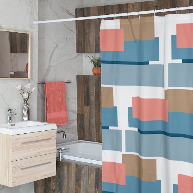 Colourful Abstract Geometric Stripes Art Pattern Shower Curtain (Creator Uploaded)