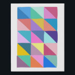 Colourful Abstract Geometric Triangle Patchwork Faux Canvas Print<br><div class="desc">This fun artwork features an abstract patchwork triangles in a colourful palette of blue,  pink,  purple,  yellow,  and more.</div>