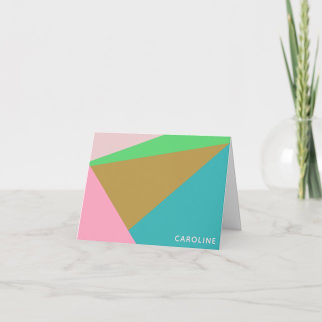 Colourful Abstract Geometry Shapes Personalised Note Card (Front)