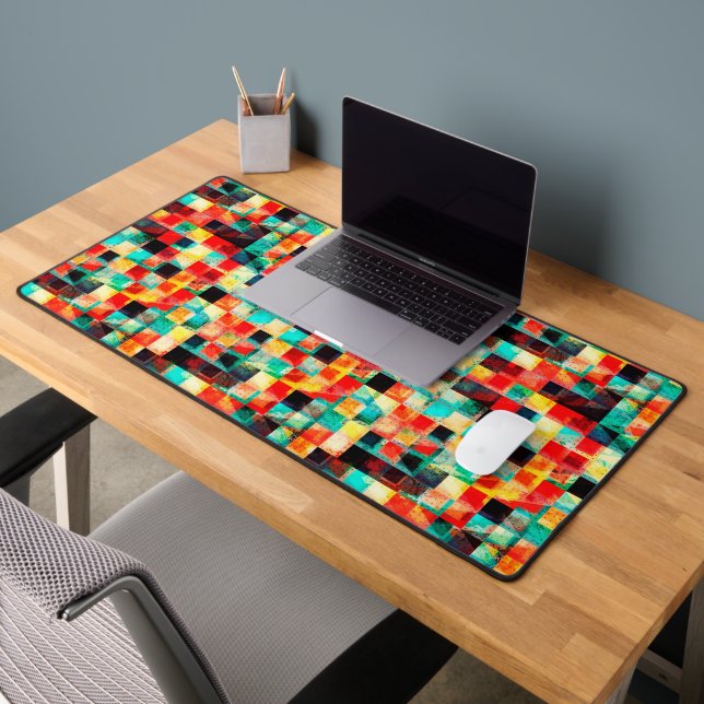 Colourful abstract geomtric bright element design desk mat (Office 2)
